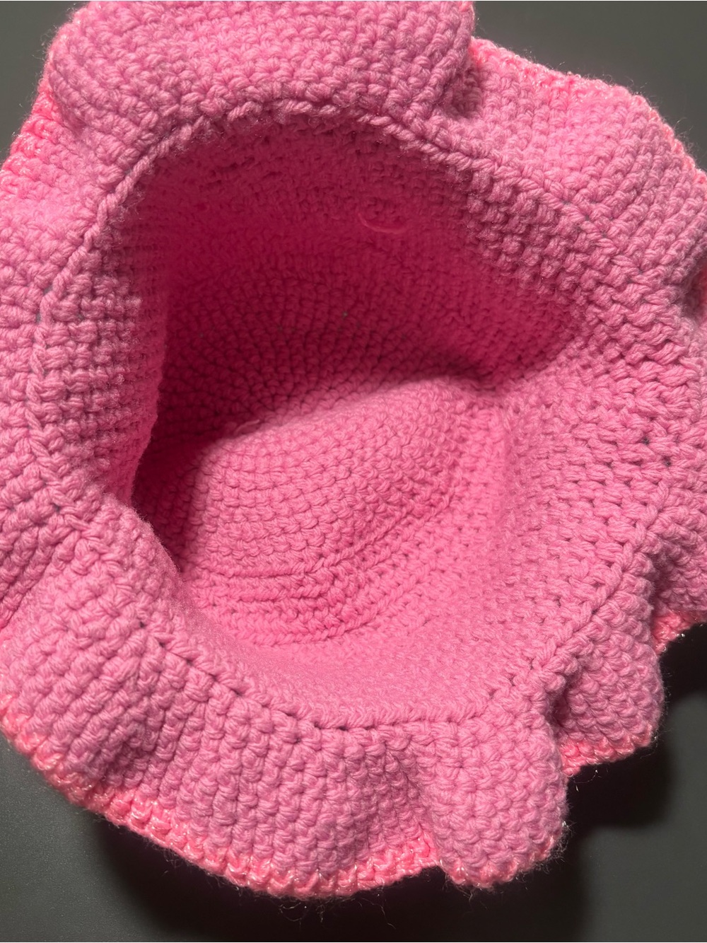 Handcrafted Pink Crocheted Ruffle Bucket Hat - Picture 5 of 5